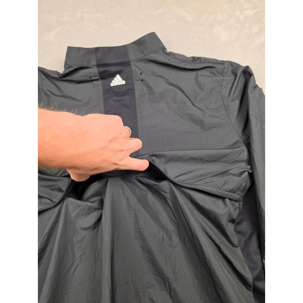 Adidas Golf Jacket Mens XXL Black ClimaProof Red Hawk Ridge Full Zip Windbreaker - Picture 9 of 10